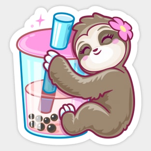 Boba Tea Kawaii Sloth Kawaii Girls Anime Sticker